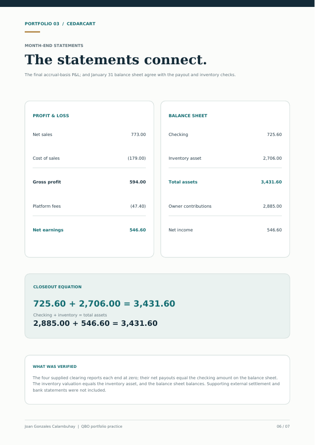 Page 6: January financial statements